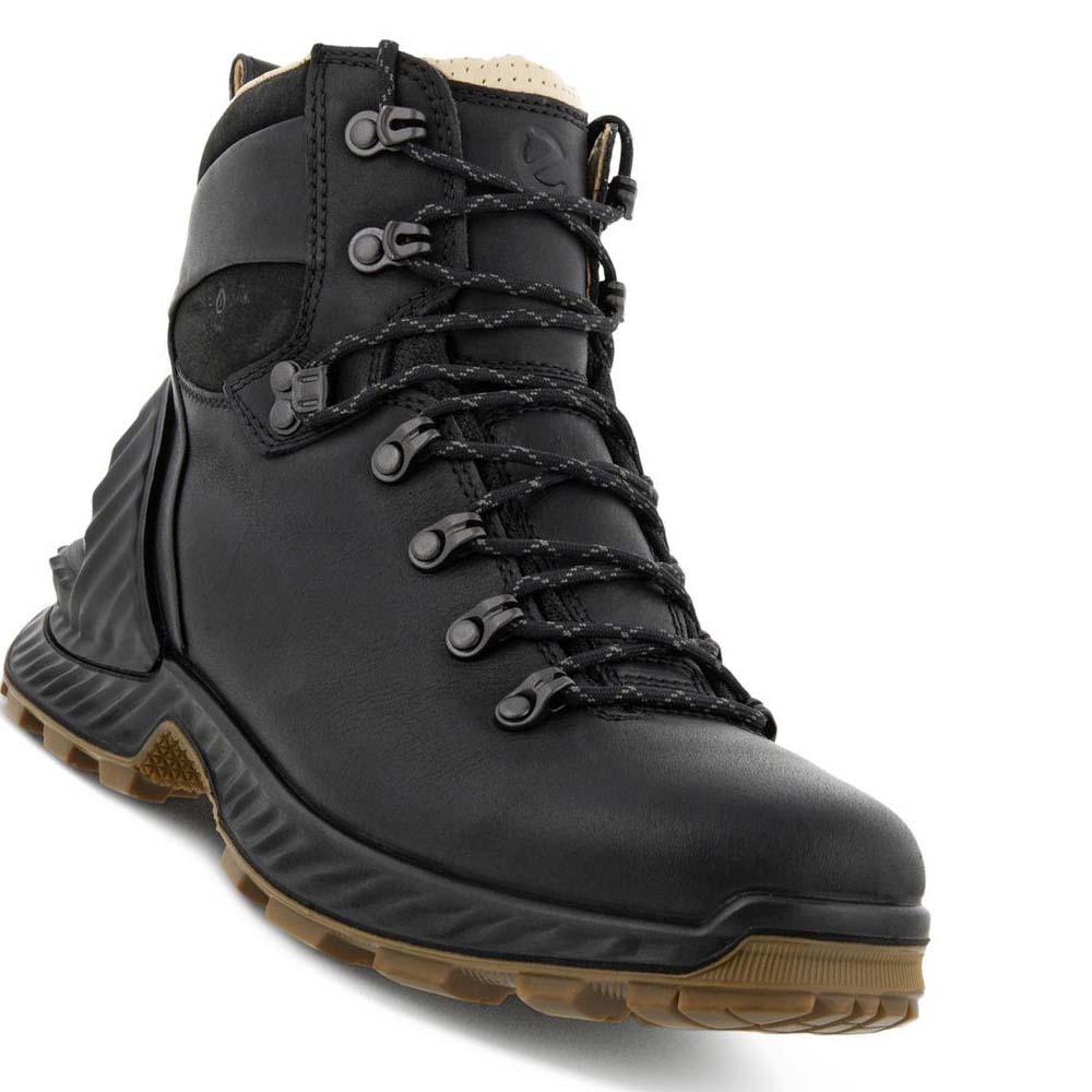 Men's Ecco Exohike Retro Hiker Boots Black | USA 436LIS